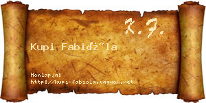 Kupi Fabióla névjegykártya